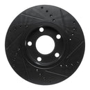 R1 85-91 Audi 200 Quattro Front Left Drilled & Slotted Black Brake Rotor