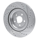 R1 14-21 Jaguar XJ Rear Drilled & Slotted Silver Brake Rotor Set