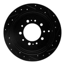 R1 07-22 Lexus LX570 Rear Drilled & Slotted Black Brake Rotor Set