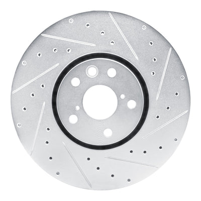 R1 06-20 Lexus IS200T Right Front Drilled & Slotted Silver Brake Rotor