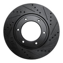 R1 93-97 Lexus LX450 Front Right Drilled & Slotted Black Brake Rotor