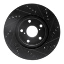 R1 06-15 Lexus GS300 Right Front Drilled & Slotted Black Brake Rotor
