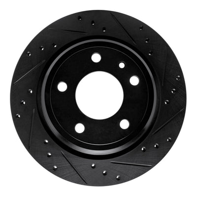 R1 88-94 BMW 750IL Rear Right Drilled & Slotted Black Brake Rotor
