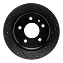 R1 88-94 BMW 750IL Rear Right Drilled & Slotted Black Brake Rotor