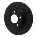 R1 82-90 Volvo 760 Series Front Left Drilled & Slotted Black Brake Rotor