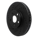 R1 94-99 Toyota Celica Front Left Drilled & Slotted Black Brake Rotor