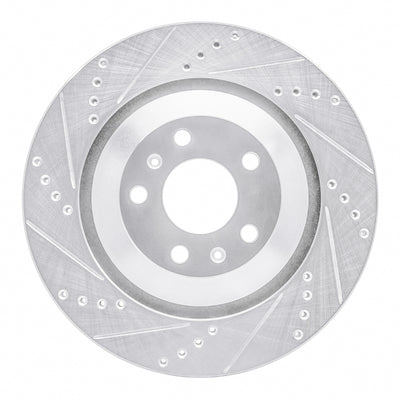 R1 04-18 Audi A8 Rear Left Drilled & Slotted Silver Brake Rotor