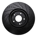 R1 03-06 Mitsubishi Lancer Front Left Drilled & Slotted Black Brake Rotor