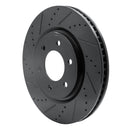 R1 07-24 Infiniti QX56 Front Left Drilled & Slotted Black Brake Rotor