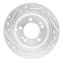 R1 01-10 Hyundai TUCSON Rear Right Drilled & Slotted Silver Brake Rotor