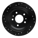 R1 82-89 BMW 524TD Rear Right Drilled & Slotted Black Brake Rotor
