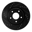 R1 14-23 Nissan Rogue Front & Rear Drilled & Slotted Black Brake Rotor Set