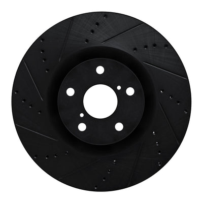 R1 09-11 Lexus IS350 Left Front Drilled & Slotted Black Brake Rotor
