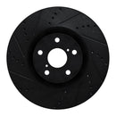 R1 09-11 Lexus IS350 Left Front Drilled & Slotted Black Brake Rotor