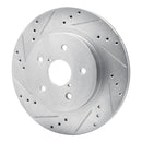 R1 2015-2025 Subaru Outback Rear Left Drilled & Slotted Silver Brake Rotor