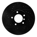 R1 00-03 BMW 540I Front Left Drilled & Slotted Black Brake Rotor