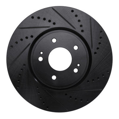 R1 03-06 Mitsubishi Lancer Front Right Drilled & Slotted Black Brake Rotor