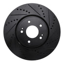 R1 03-06 Mitsubishi Lancer Front Right Drilled & Slotted Black Brake Rotor
