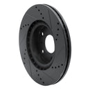 R1 03-05 Infiniti G35 Front Left Drilled & Slotted Black Brake Rotor