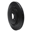 R1 04-11 Cadillac STS Rear Left Drilled & Slotted Black Brake Rotor