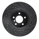 R1 02-06 BMW X5 Rear Left Drilled & Slotted Black Brake Rotor