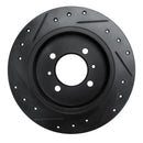 R1 91-94 Nissan Sentra Rear Right Drilled & Slotted Black Brake Rotor