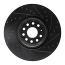 R1 2022+ Volkswagen GTI Mk 8 Front Left Drilled & Slotted Black Brake Rotor