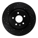 R1 09-10 Ford Taurus SHO Front Left Drilled & Slotted Black Brake Rotor
