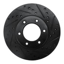 R1 93-98 Toyota T100 Front Right Drilled & Slotted Black Brake Rotor