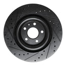R1 17-25 Audi Q8 e-Tron Rear Right Drilled & Slotted Black Brake Rotor