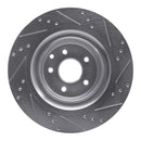 R1 09-20 Nissan 370Z Rear Left Drilled & Slotted Silver Brake Rotor