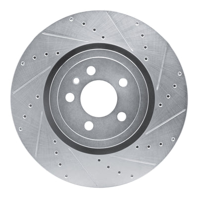 R1 14-23 Dodge Charger Front Right Drilled & Slotted Silver Brake Rotor