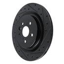 R1 2020-2025 Lexus RX450h+ Rear Right Drilled & Slotted Black Brake Rotor