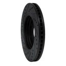 R1 05-21 Nissan Frontier Front Right Drilled & Slotted Black Brake Rotor