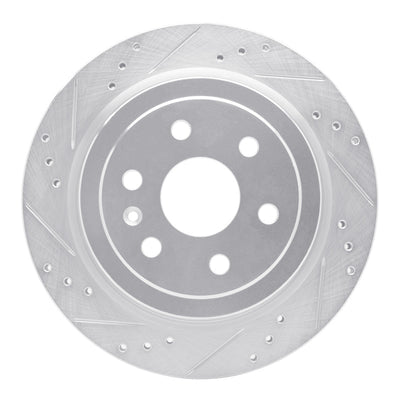 R1 10-16 Cadillac SRX Rear Left Drilled & Slotted Silver Brake Rotor