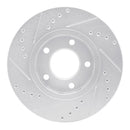 R1 01-07 Chrysler Voyager Front Right Drilled & Slotted Silver Brake Rotor