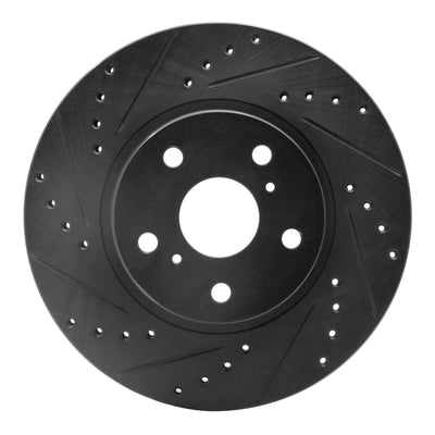 R1 86-92 Toyota Supra Front Left Drilled & Slotted Black Brake Rotor
