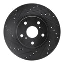 R1 86-92 Toyota Supra Front Left Drilled & Slotted Black Brake Rotor