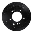 R1 03-06 Kia Sorento Rear Right Drilled & Slotted Black Brake Rotor