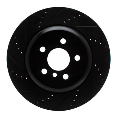 R1 17-25 BMW 430I Right Rear Drilled & Slotted Black Brake Rotor
