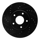 R1 02-17 Infiniti M45 Front Left Drilled & Slotted Black Brake Rotor