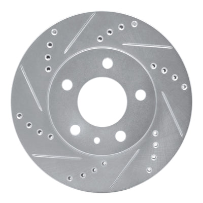 R1 82-90 Volvo 760 Series Front Left Drilled & Slotted Silver Brake Rotor