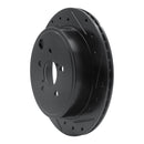R1 10-25 ScIon FR-S Rear Drilled & Slotted Black Brake Rotor Set w/Optimum OE Pads and Hardware