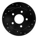 R1 94-04 Ford Mustang Rear Right Drilled & Slotted Black Brake Rotor