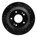 R1 10-21 Hyundai Santa Fe XL Rear Right Drilled & Slotted Black Brake Rotor