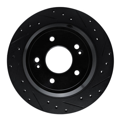 R1 09-20 Genesis G80 Rear Right Drilled & Slotted Black Brake Rotor