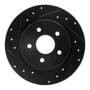 R1 2022-2026 Acura MDX Rear Left Drilled & Slotted Black Brake Rotor