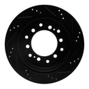 R1 2010-2024 Lexus GX460 Rear Left Drilled & Slotted Black Brake Rotor