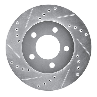 R1 70-93 Ford Taurus (Excl SHO) Front Left Drilled & Slotted Silver Brake Rotor