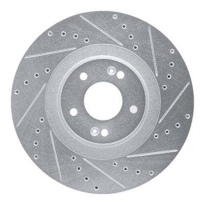 R1 20-25 Hyundai Palisade Front Right Drilled & Slotted Silver Brake Rotor
